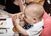 John & Mei Actual Day Wedding Photography baby drinking beer @ Spring Court Restaurant